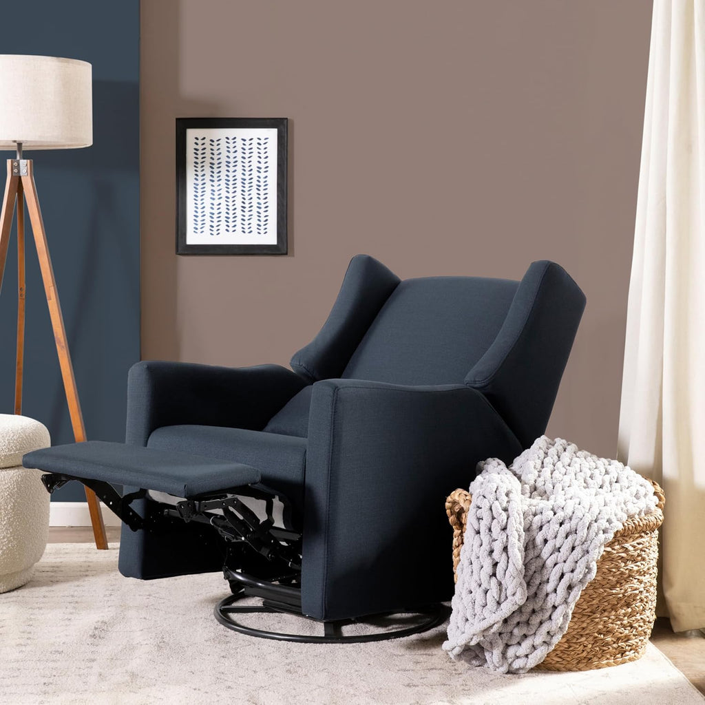 Babyletto Kiwi Electronic Power Recliner and Swivel Glider with USB Port in Performance Navy Eco-Twill, Water Repellent & Stain Resistant, Greenguard Gold and CertiPUR-US Certified