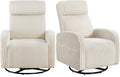 Yaheetech 360° Swivel Glider Chair for Nursery, Rocking Chair Nursing Chair with Side Pockets, Corduroy Glider for Living Room with High Back Beige Set of 2