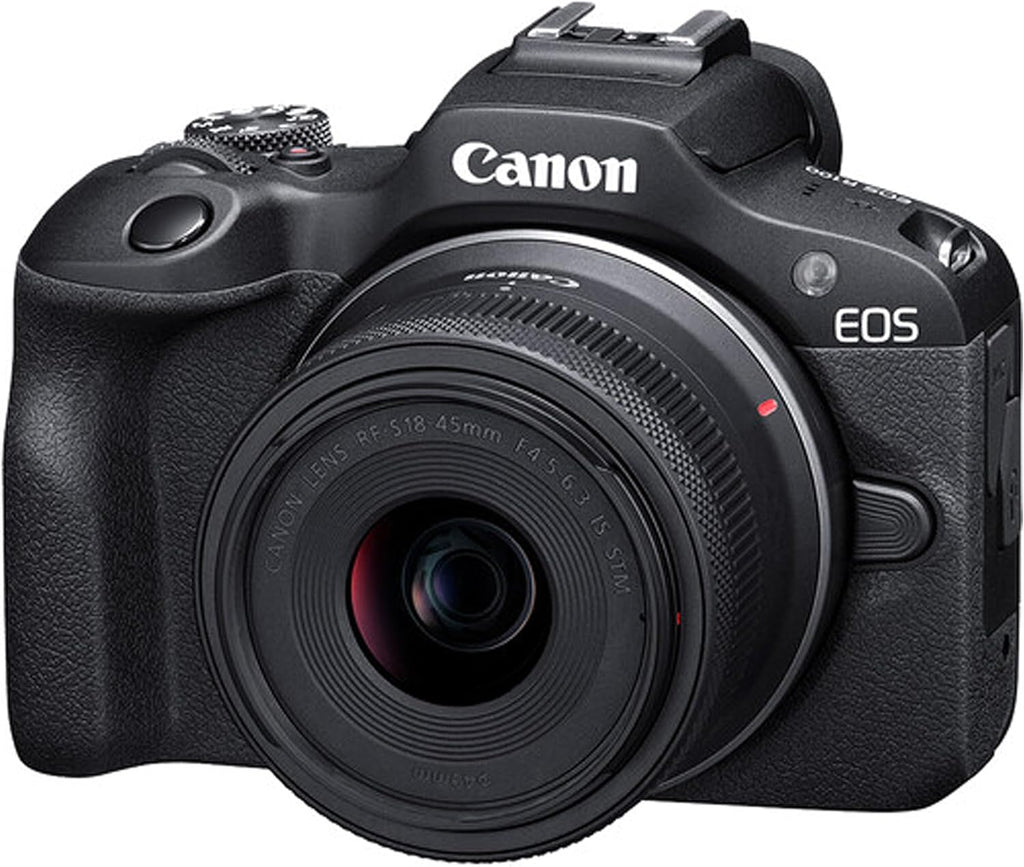 Canon EOS R100 24.2MP APS-C CMOS Sensor Mirrorless Camera with 18-45mm Lens + 64GB Memory + Stabilizing Grip + Software Pack +More (Value Bundle) (Renewed)