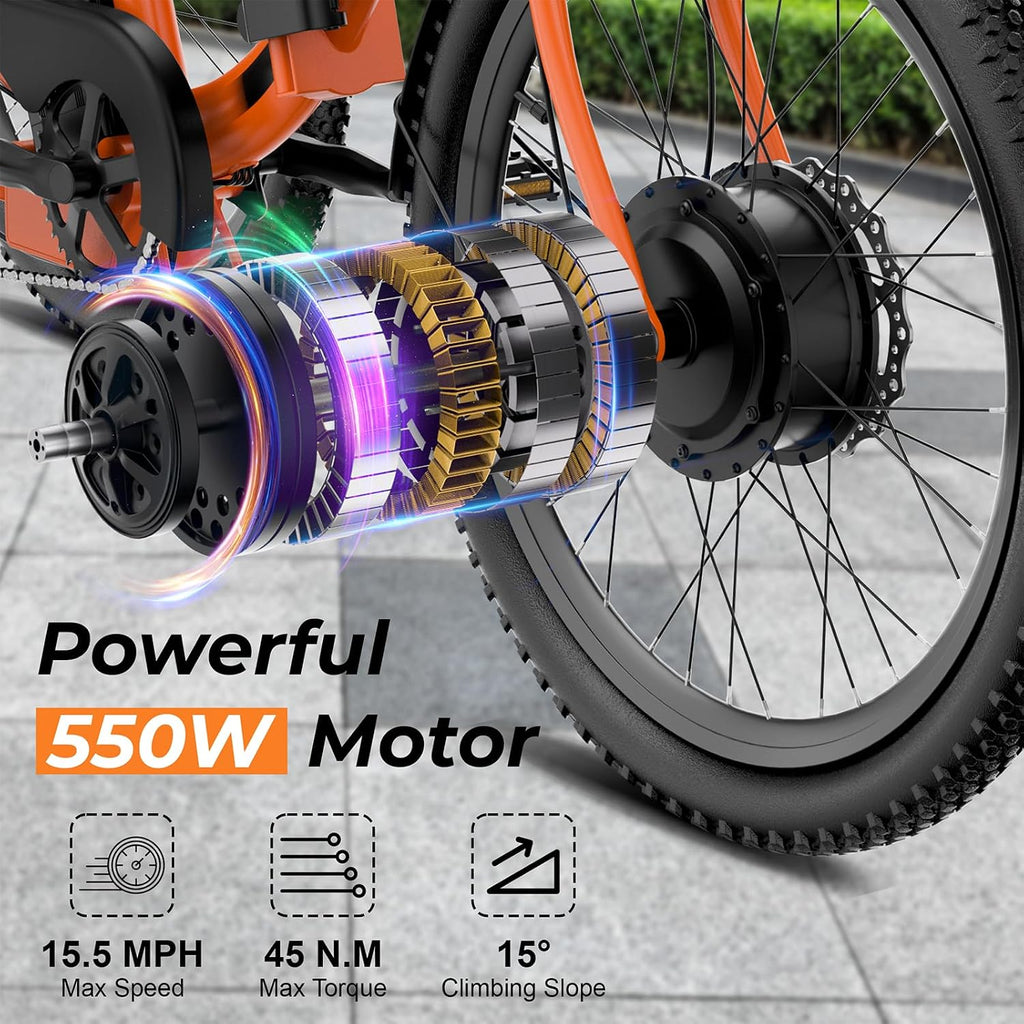 ANCHEER Electric Tricycle for Adults, 350W(Peak 550W) Etrike, 48V/499Wh Ebike, 24' Folding 3 Wheel Electric Trike, 15.5MPH & 55Miles Electric Bike, Rear Differential, Rear Basket