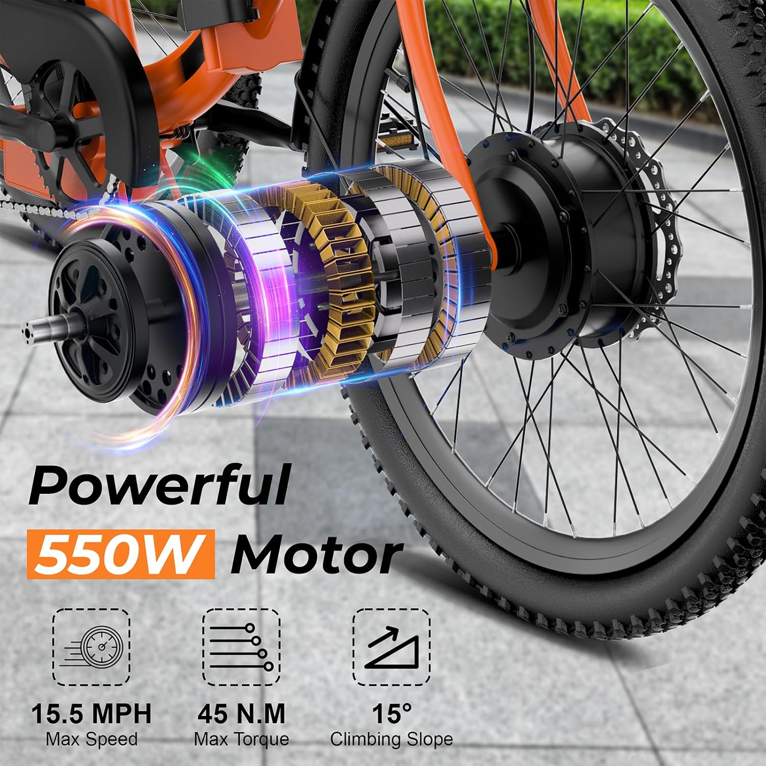 ANCHEER Electric Tricycle for Adults, 350W(Peak 550W) Etrike, 48V/499Wh Ebike, 24' Folding 3 Wheel Electric Trike, 15.5MPH & 55Miles Electric Bike, Rear Differential, Rear Basket
