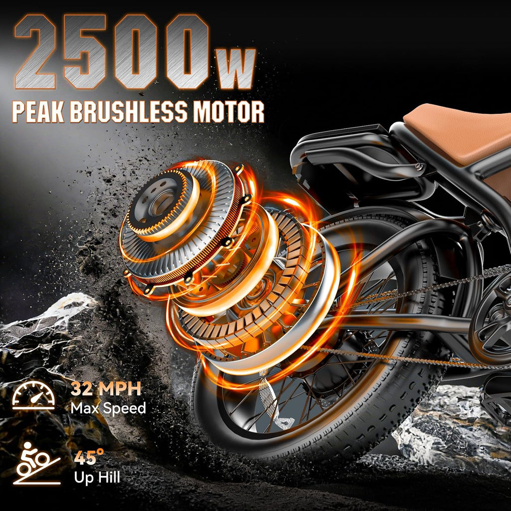 ASKGO Electric Bike for Adults, 2500W Peak Motor, 32MPH & 100 Miles, 48V 20Ah Large Battery, NFC & Password Unlock, Electric Dirt Bike with LCD, Dual Suspension & Brakes, 20' Fat Tire Off-Road Ebike