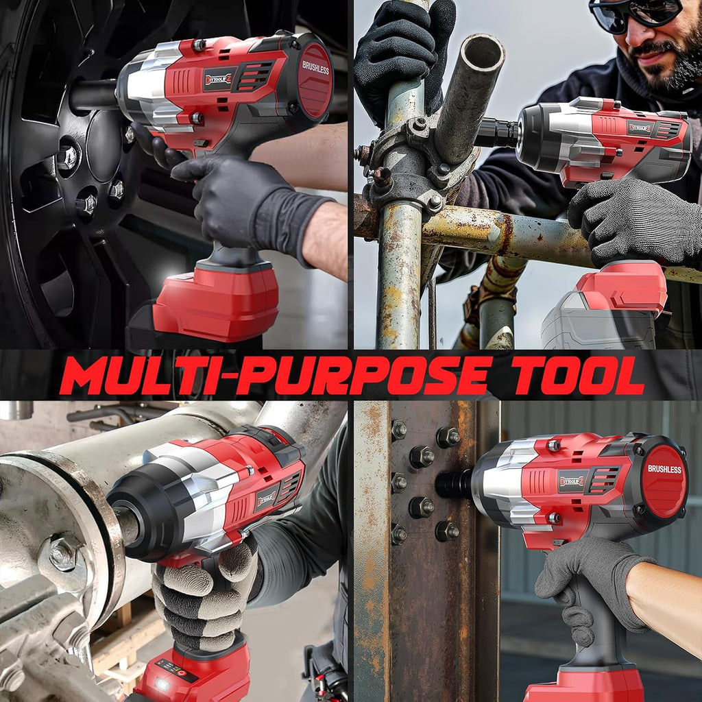 DIYtoolifz Cordless Impact Wrench 1/2 inch Compatible with Milwaukee 18v Battery, 1700 Ft-lbs High Torque Impact Driver, Electric Impact Gun with 4 Modes & LED Light for Car, Truck, Mower(Bare Tool)