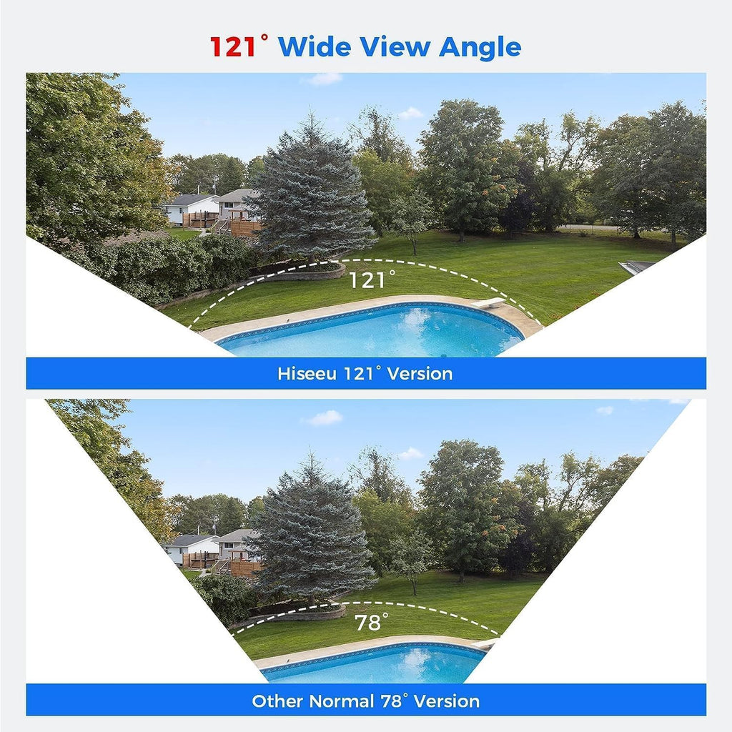 [121°Wide View] Hiseeu 4K PoE Security Camera System, 8 PoE 5MP Cameras Outdoor&Indoor, Human Vehicle Detect, Color Night Vision, 2 Way Audio, 7/24 Record, No Monthly Fee,CCTV Surveillance NVR Kit