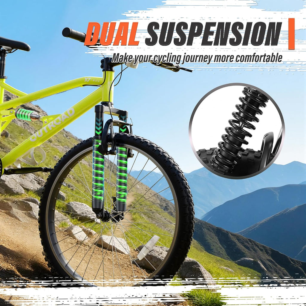 Betterland 26 Inch Mountain Bike with Adjustable Ergonomic Seat, 7/21 Speed Adult Bike with Dual V Brakes, Outdoor Cycling Bike with High Carbon Steel Frame and Front Suspension