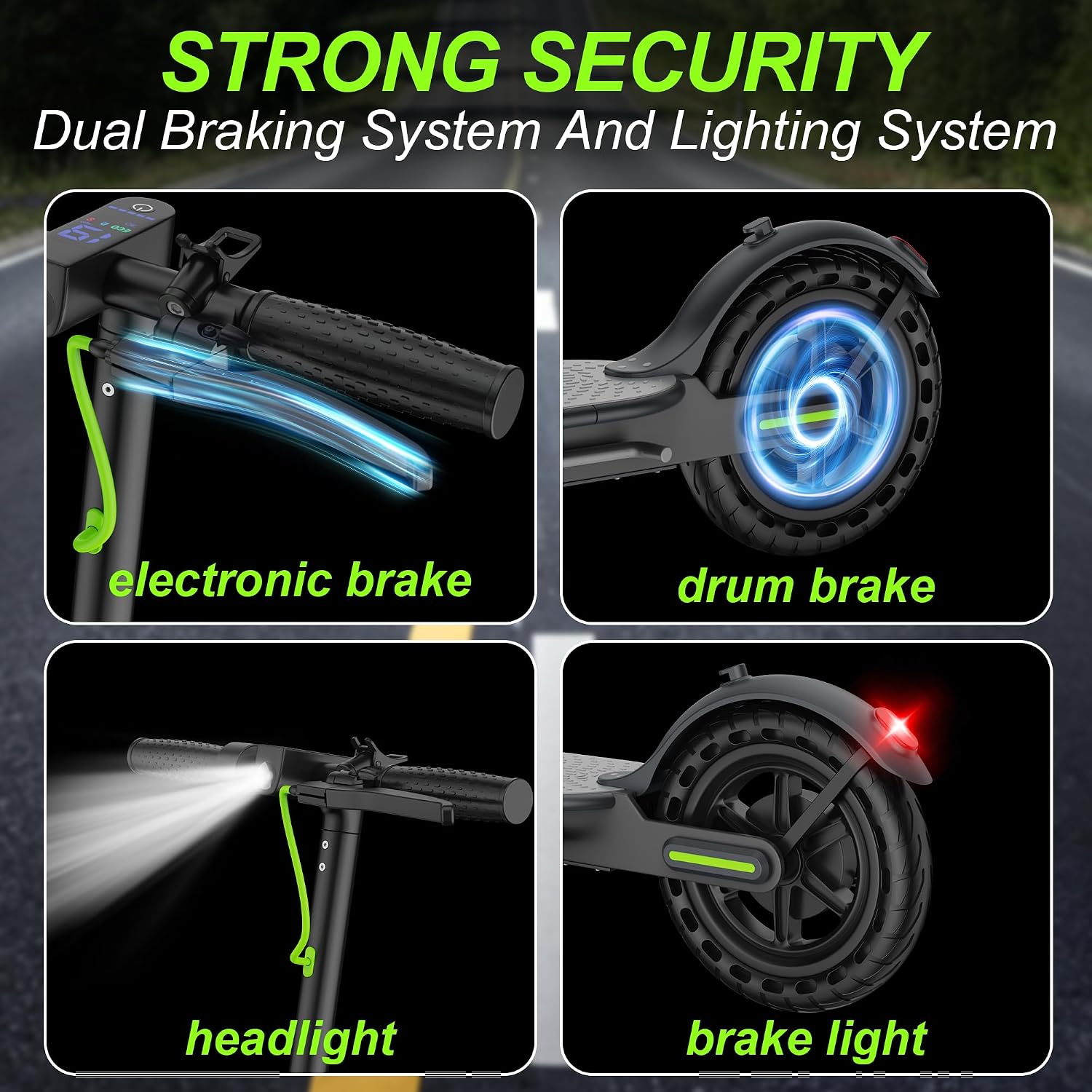 Aovowheel Electric Scooter for Adults, Folding E Scooter with 250W-500W Motor 16-24 Mph Top Speed, Max 15-60Miles Long Range,6.5''/8.5''/10''/14'' Solid Tires Commuting Scooters, Dual Brakes
