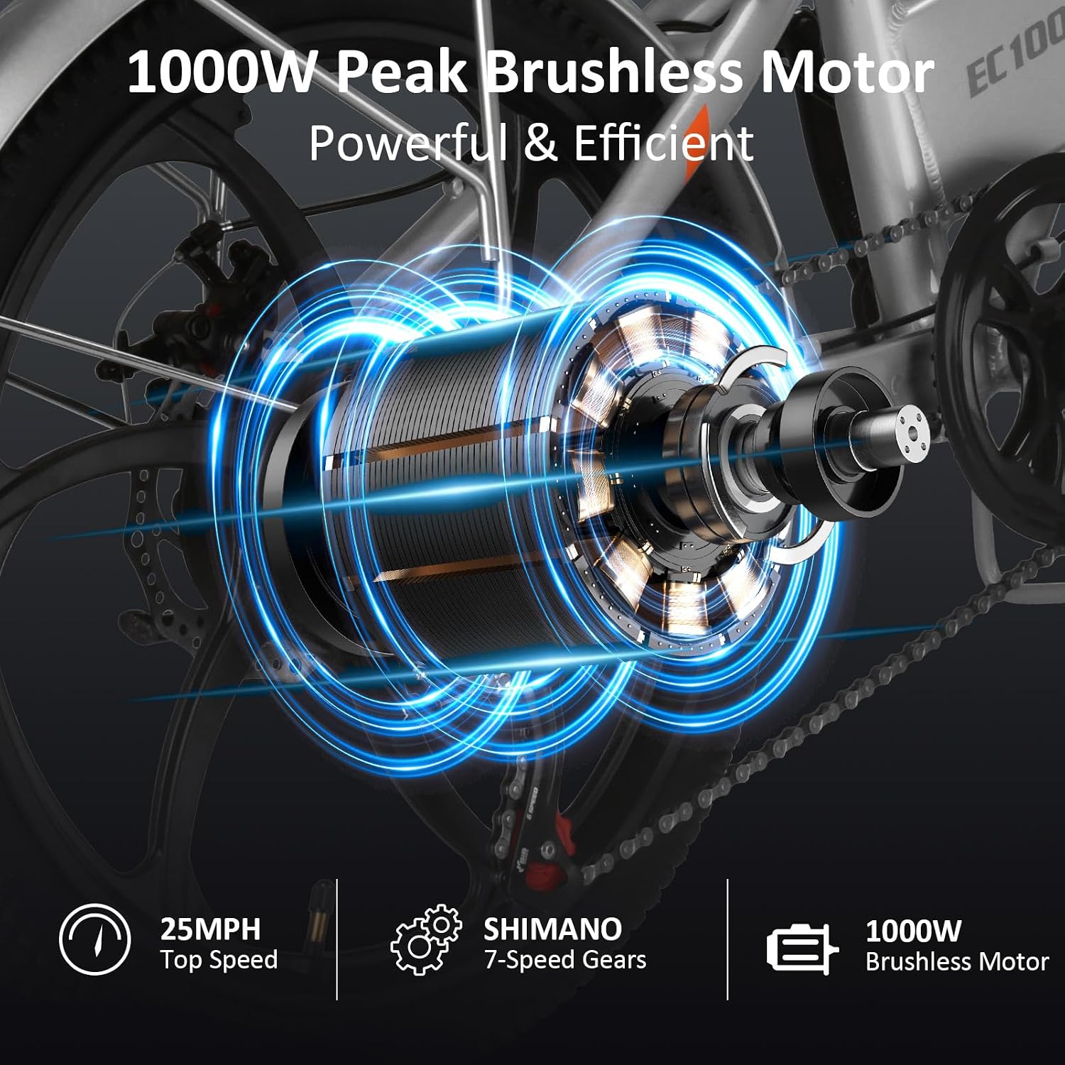 Folding Electric Bike for Adults, Electric Bicycle with Removable Battery,50 Mile Range,1000W Peak Motor, Shock Absorber, Disc Brake, 20' Tires