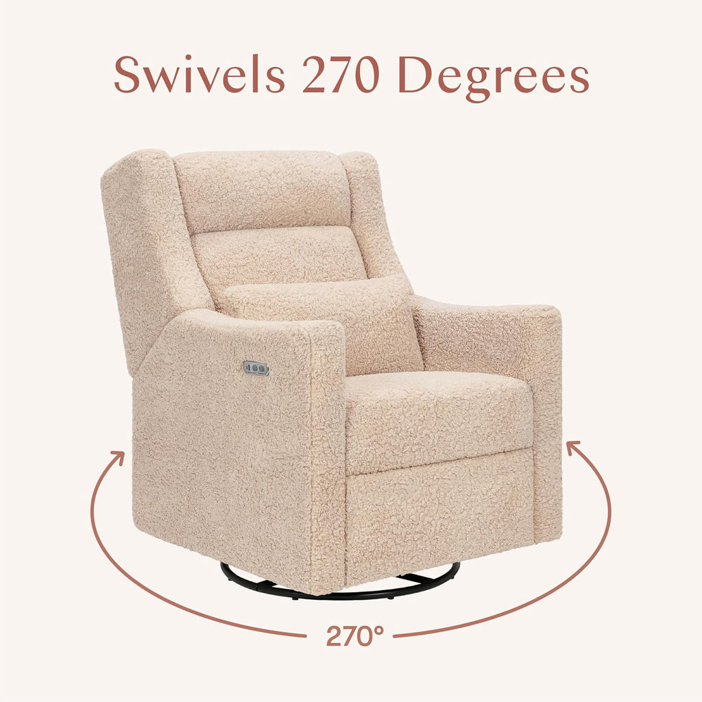 Babyletto Kiwi Plus Power Recliner and Swivel Glider with Power Headrest and USB Port in Chai Shearling, GREENGUARD Gold and CertiPUR-US Certified