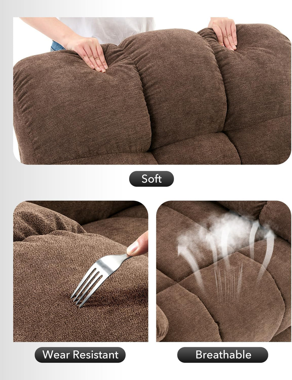 Rocking Recliner Chair,360° Swivel,30° Rocking,135° Tilt,Chenille Upholstery,Q235 Steel Frame Glider Nursery Chair for Small Spaces