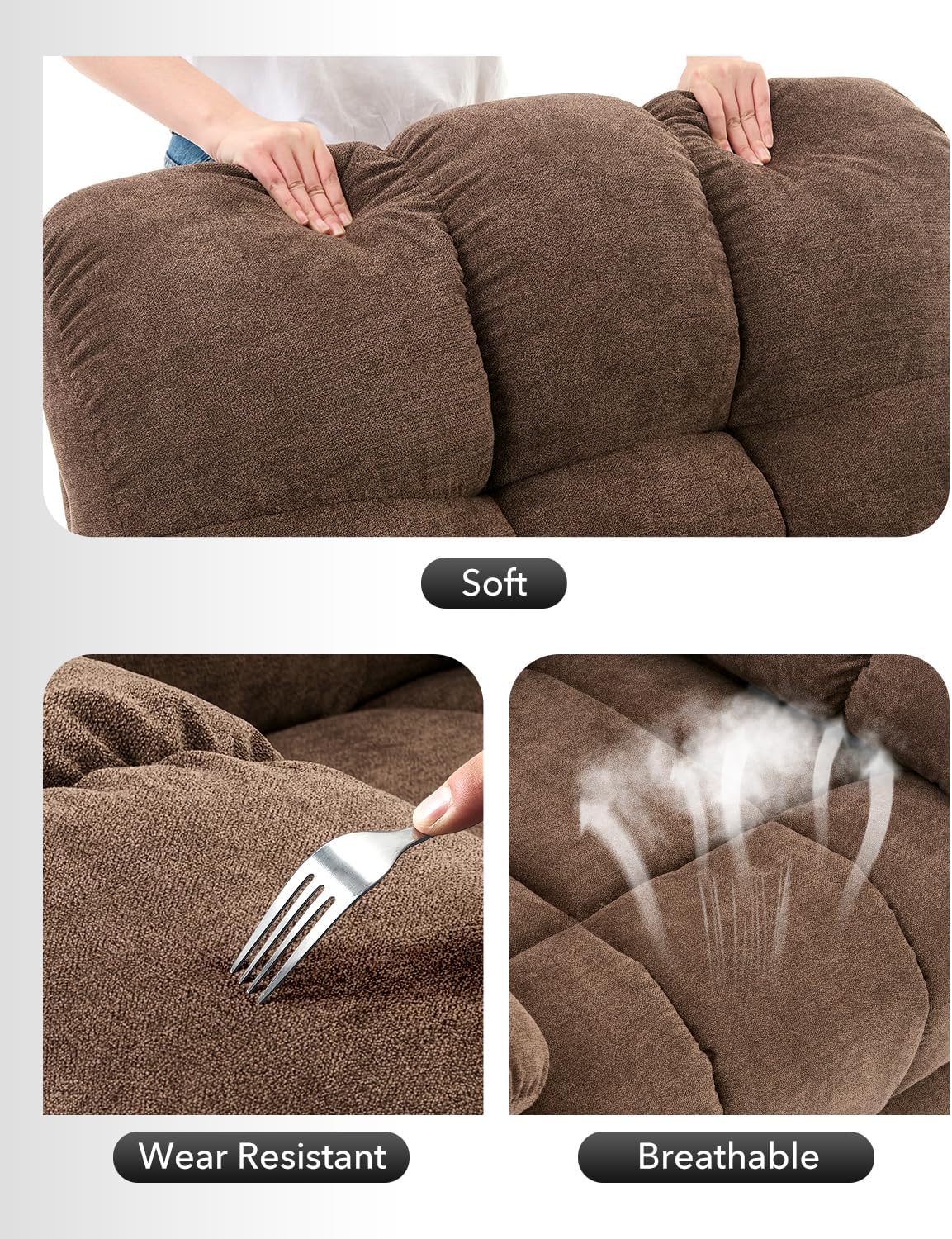 Rocking Recliner Chair,360° Swivel,30° Rocking,135° Tilt,Chenille Upholstery,Q235 Steel Frame Glider Nursery Chair for Small Spaces