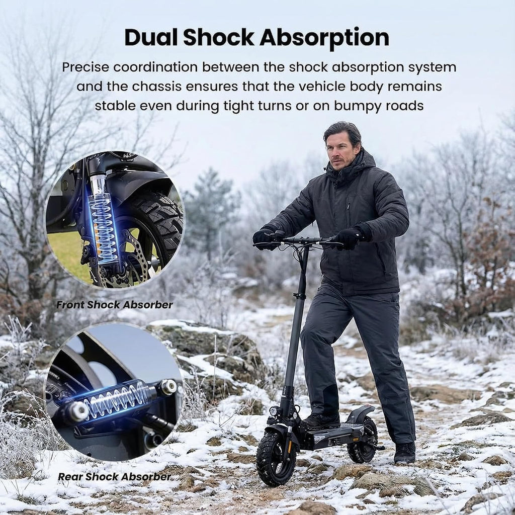 Electric Scooter, 28/22 Miles Range, 28/23 MPH Speed, 10' Tire, 1000/500W Powerful Motor, Disc Brake & Smart APP, with Lights, Portable Foldable Commuting Electric Scooter for Adults and Teens