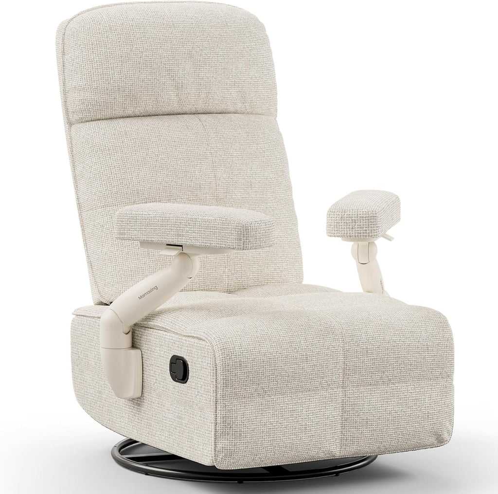 MAMAZING Lullacloud Swivel Rocker Recliner Chair for Adults with Adjustable Armrests & Headrest, Glider Rocking Chair Indoor with Removable Cover, Reading Chair with a Cushion for Living Room Bedroom