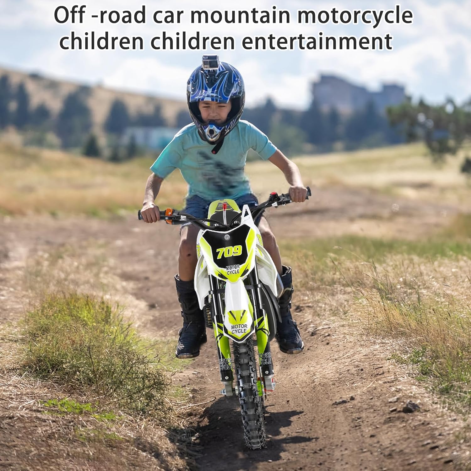50cc Kids Dirt Bike, 2-Stroke Gas Power Dirt Bike Off Road Motocross Gas Dirt Bike with Front Rear Disc Brakes for Beginner Motocross Bikes for Kids 8-12 Max 30KM/H 150KG Load Green