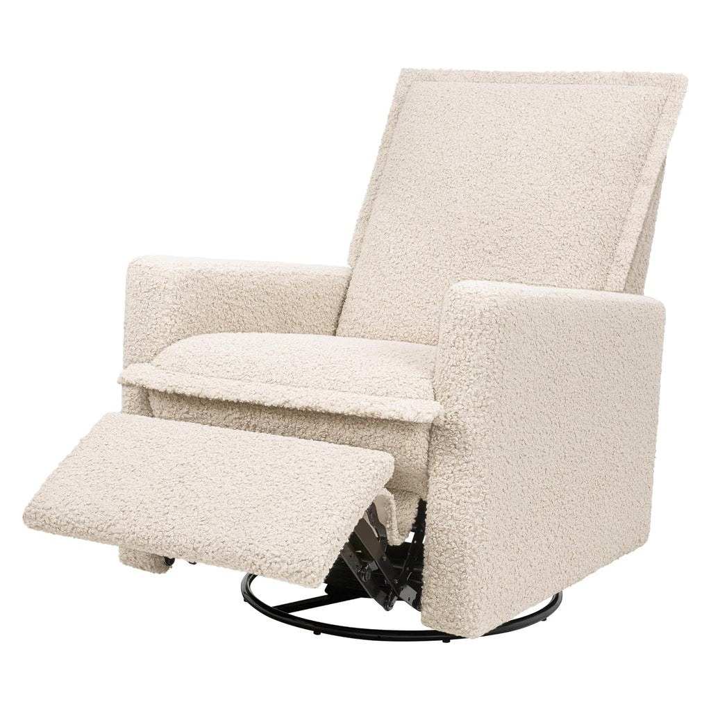 Babyletto Cali Flange Recliner and Swivel Glider in Almond Teddy Loop, Greenguard Gold and CertiPUR-US Certified