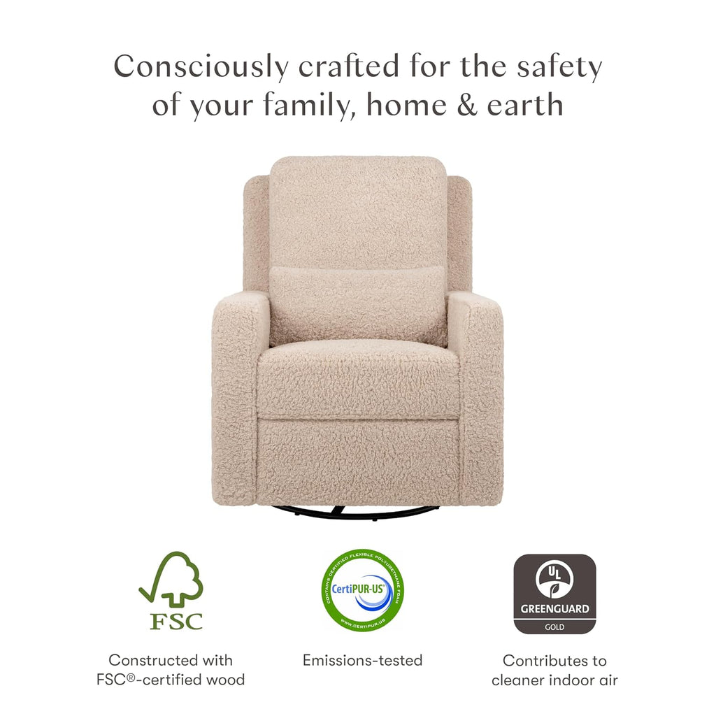 Babyletto Sigi Manual Recliner and Swivel Glider in Chai Shearling, Greenguard Gold and CertiPUR-US Certified