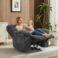 Manual Recliner Chair for Living Room, Overstuffed Fabric Reclining Sofa with Side Pockets, Ergonomic Upholstered Lazy Chair with Q235 Steel Frame for Adults (Gray)