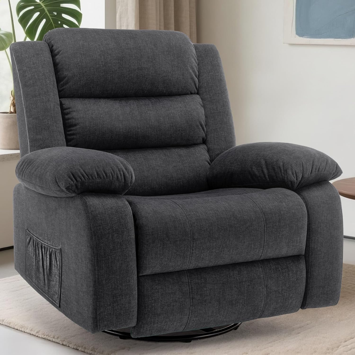 Korser Rocker Recliner Chairs for Adults, Oversized Recliner with Massage and Heating Function, 360° Swivel Nursery Rocking Chairs, Extra Wide Recliner Chair for Bedroom and Living Room