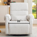 Oversized Power Recliner Chair, 26' Extra Wide Swivel Rocker Recliner with Adjustable Headrest, Chenille Glider Rocking Nursery Chair with Overstuffed Armrest, USB Ports, White