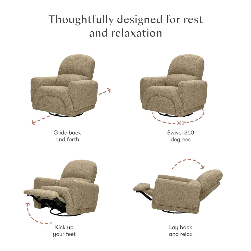 Babyletto Rainbow Recliner and Swivel Glider in Latte Teddy Loop, Greenguard Gold Certified and CertiPUR-US® Certified