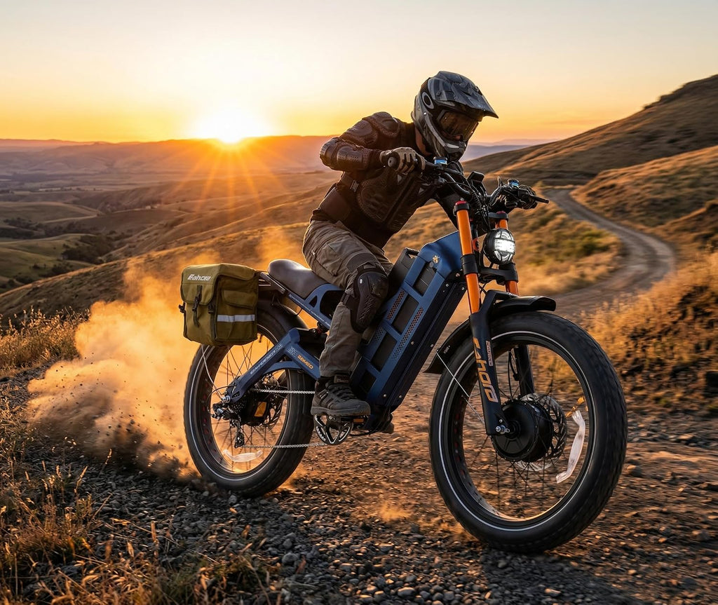 eAhora Romeo Pro 3 Electric Bike for Adults, 5600W 50MPH Dual Motor Ebike, 60V 80AH 250Miles Long Range Electric Bike, 26' *4.0 Fat Tire Electric Mountain Bike Full Suspension Off-Road E-Bike
