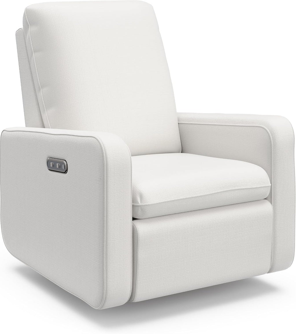 Graco Teddi Power Recliner Swivel Glider, Electronic Power Recline, Oeko-TEX 100 Certified, USB-A & USB-C Charger, Premium Cushioning & Comfort – (Ivory Basketweave)