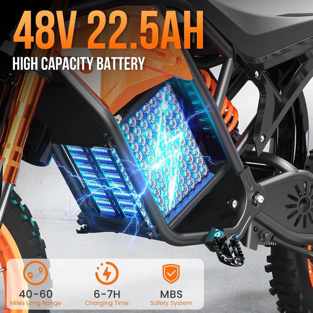 EILLEO Adult Electric Dirt Bike, Electric Mountain Bike with 3000W Brushless Motor - 37.5 MPH, 48V/20Ah Removable Battery, Hydraulic Brakes & Full Suspension Electric Motorcycle for Teens 13+