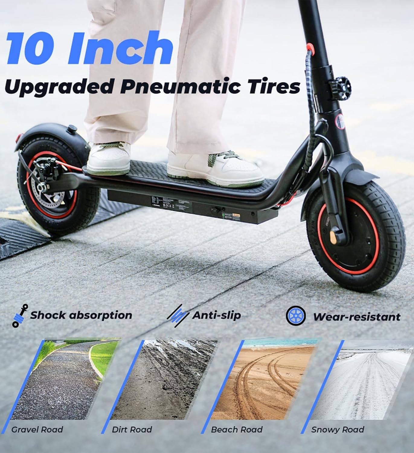 Electric Scooter, 23 Miles, 22 MPH Top Speed Electric Scooter for Adults, 500W Powerful Motor,10'/8.5' Pneumatic Tires Commuting Scooter, Foldable Escooter for Commuting & Campus Use