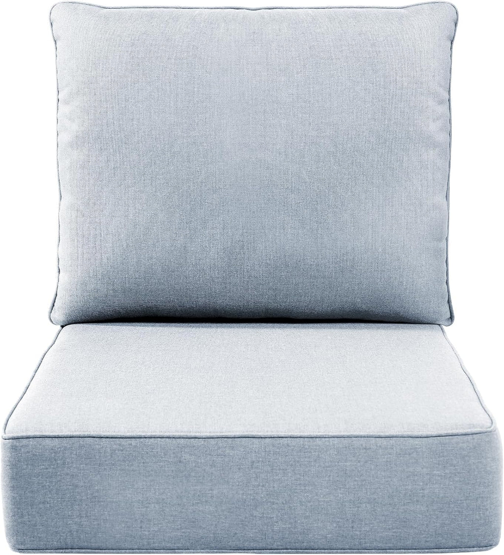 Luxury 6' Outdoor Cushions for Patio Furniture, 24x24x6' Thick Seat Cushion Set, Fade Resistant Couch Chair Replacement Cushions High Density Deep Wicker Chair Cushion with Removable Cover Baby Blue