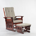 Rustic Glider Chair for Nursery with Ottoman, Resistant Rubber Wood Nursery Glider and Ottoman Sets for Relaxing, Rocking Chair for Living Room Bedroom, (Brown)