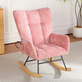 Rocking Chair Nursery, Nursery Rocking Reading Chair Indoor, Cozy Upholstered Glider Rocker Chairs for Living Room Bedroom, Sillas Mecedoras (Chenille, Pink)