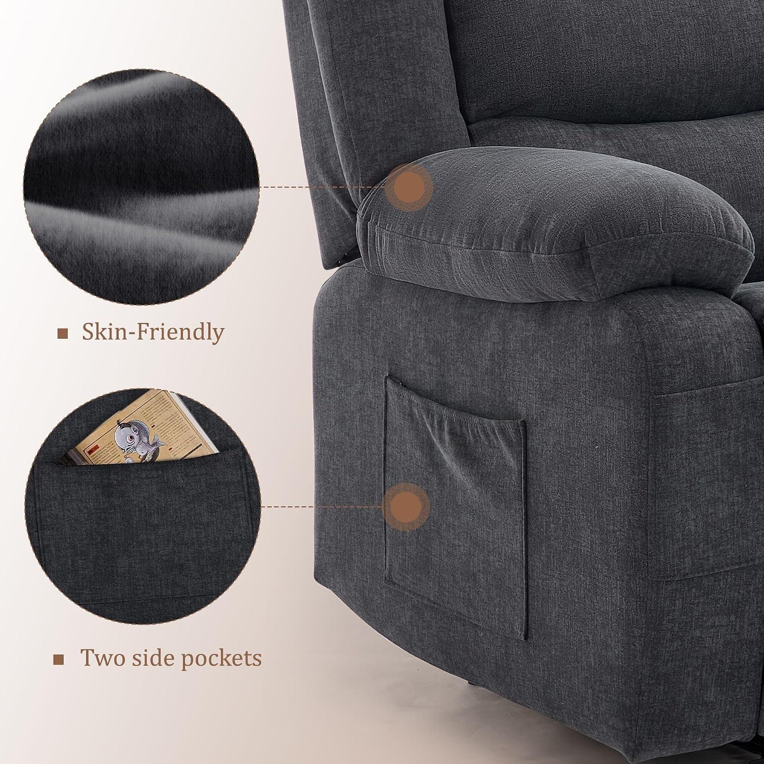 Korser Rocker Recliner Chairs for Adults, Oversized Recliner with Massage and Heating Function, 360° Swivel Nursery Rocking Chairs, Extra Wide Recliner Chair for Bedroom and Living Room