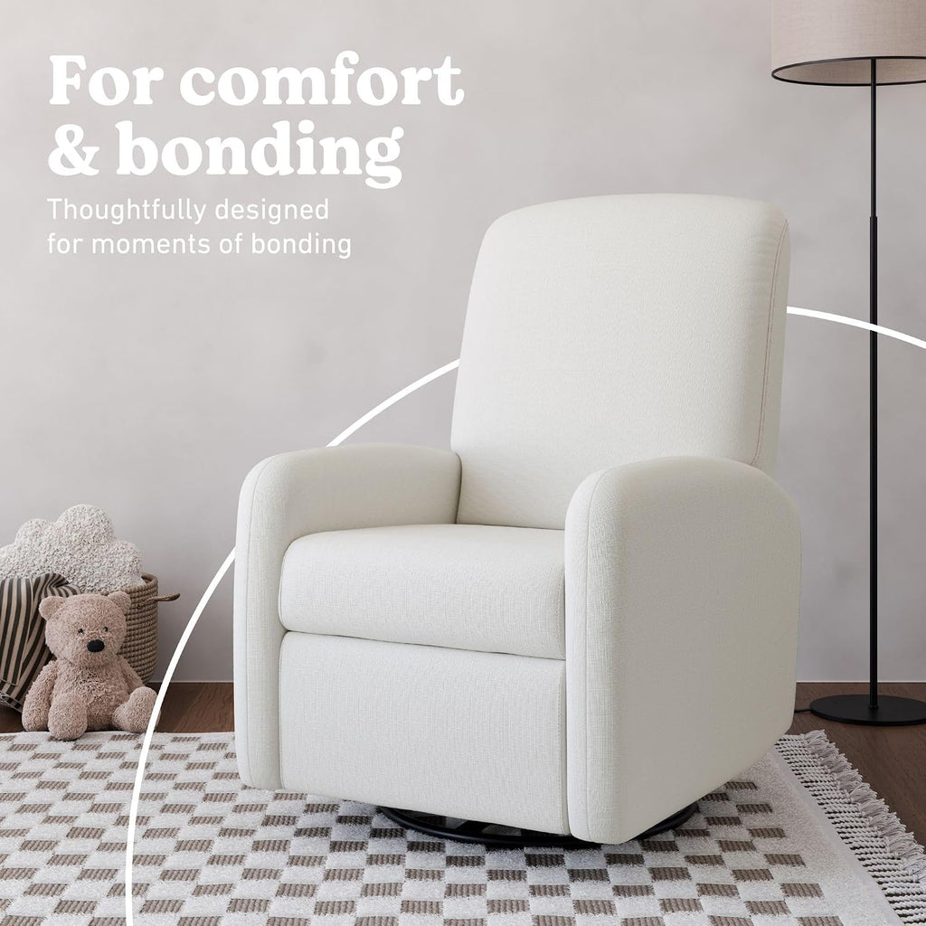 Graco Bellwood Power Recliner Swivel Glider (Ivory Basketweave) – Electronic Power Recliner for Nursery, Includes Dual-USB Charging Port for USB-A & USB-C, Glider Rocking Chair with Full Recline