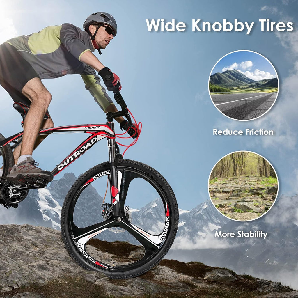 26 Inch Adult Folding Bikes/Mountain Bikes, 21 Speeds Mountain Bicycles with Full Suspension, Dual Disc Brake, High Carbon Steel Frame, Foldable Bike for Men/Women/Teen, Multiple Colors