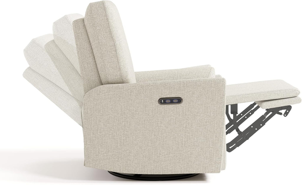 Storkcraft Santorini Deluxe Power Recliner Swivel Glider (Dune Basketweave) – Premium Electronic Power Recliner for Nursery, Includes Dual-USB Charging Port for USB-A & USB-C, Glider Rocking Chair