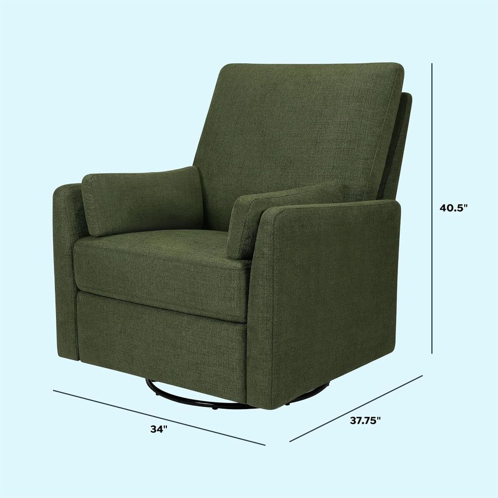 Carter's by Davinci Ethan Swivel Recliner in Performance Forest Green Linen, GREENGUARD Gold & CertiPUR-US® Certified