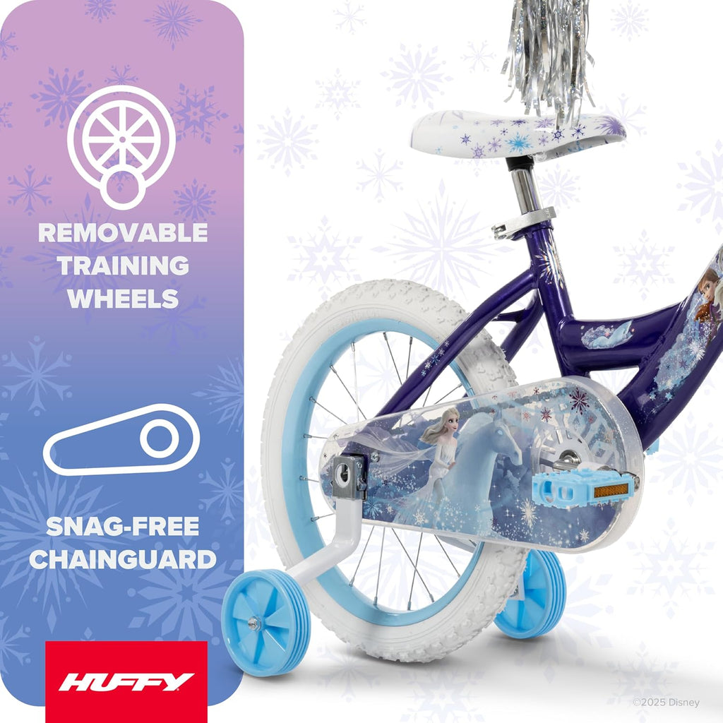 Huffy Disney Girls' Bikes, 12/16 Inch Sizes, Ages 3+ Years Old, Disney Princess, Minnie Mouse, Frozen Bicycles, Characters, Removable Training Wheels, Streamers, Easy Assembly, Durable, Safe