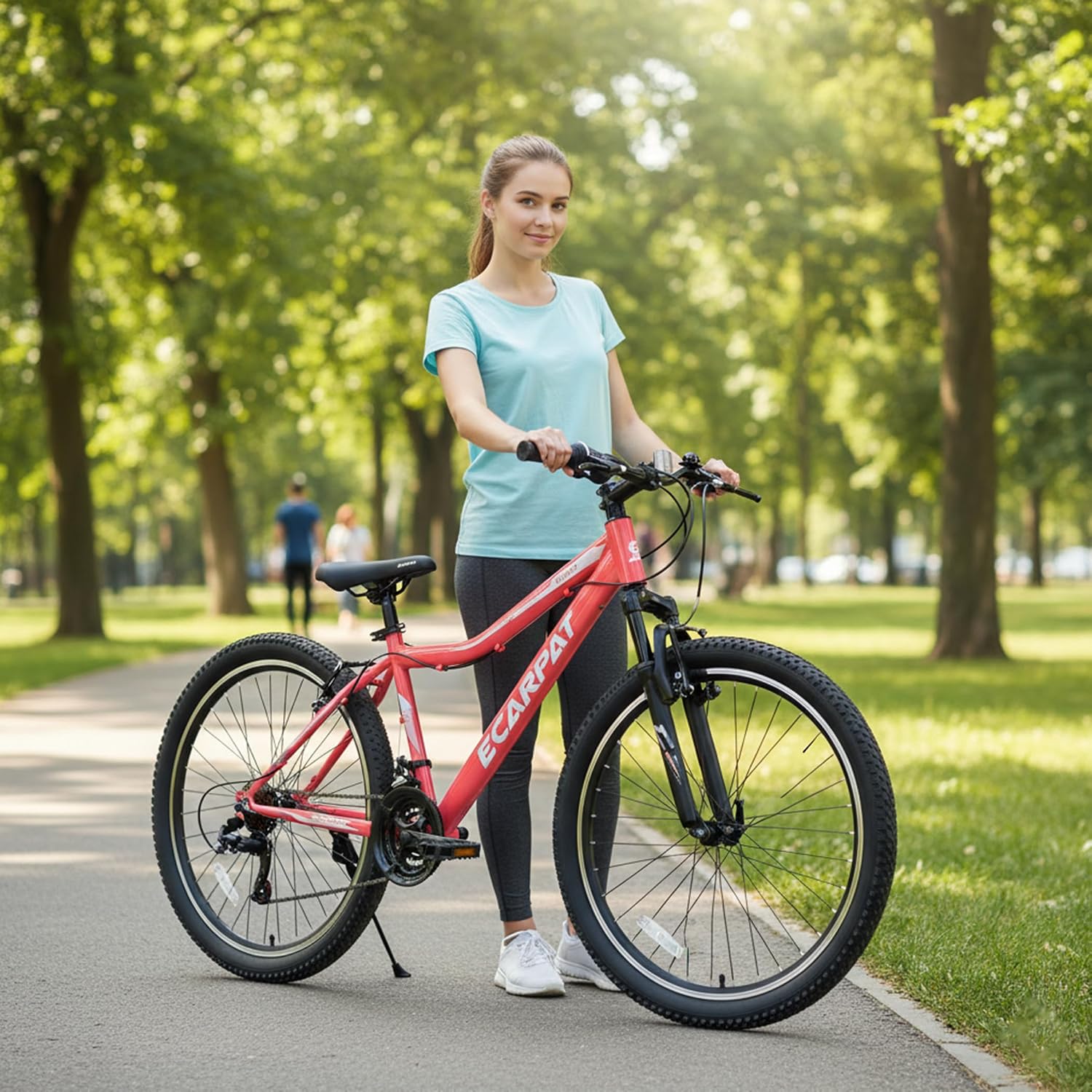 Ecarpat 24 26 Inch Women Girls Mountain Bike, Disc/V Brakes 21 Speeds Women Bike, Sturdy Steel Frame and Suspension Fork, Stylish Adult and Teens Bicycle for Urban Trail Snow Commuter