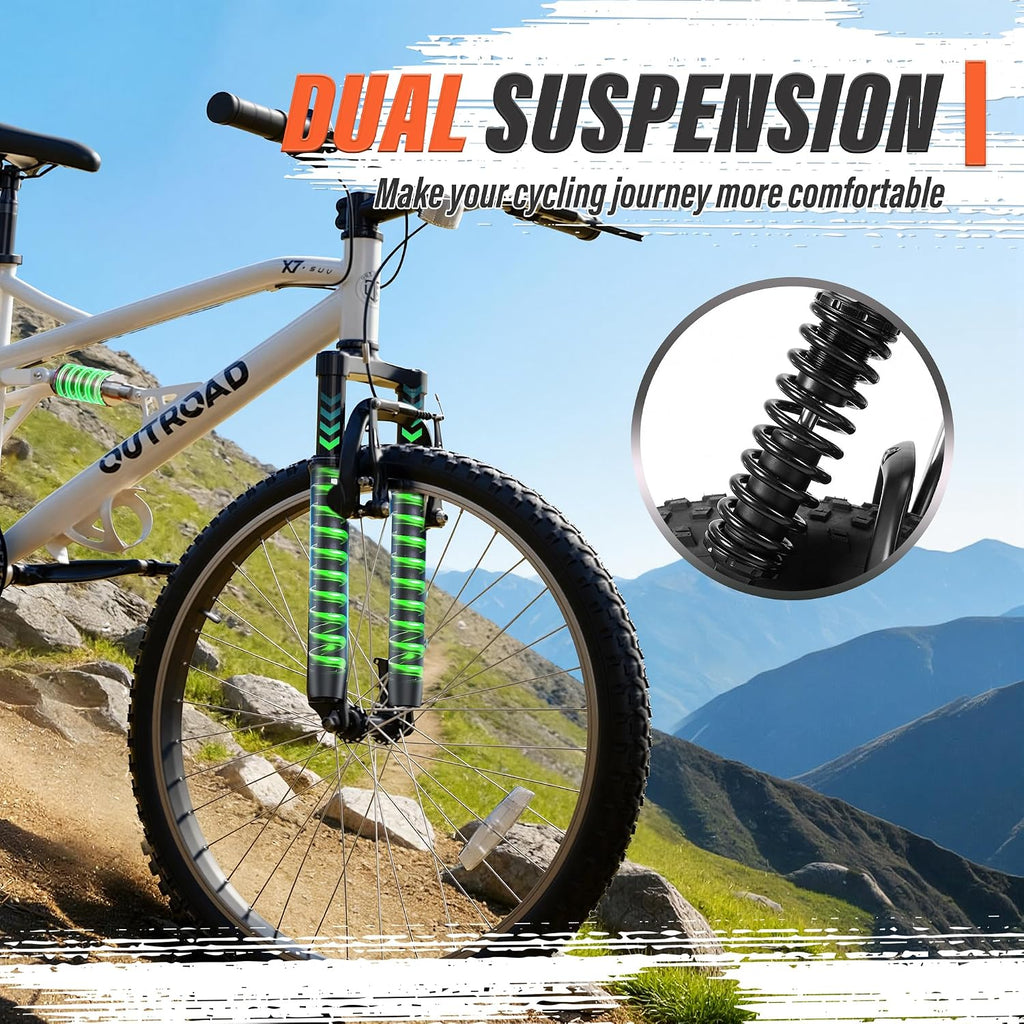 Betterland 26 Inch Mountain Bike with Adjustable Ergonomic Seat, 7/21 Speed Adult Bike with Dual V Brakes, Outdoor Cycling Bike with High Carbon Steel Frame and Front Suspension