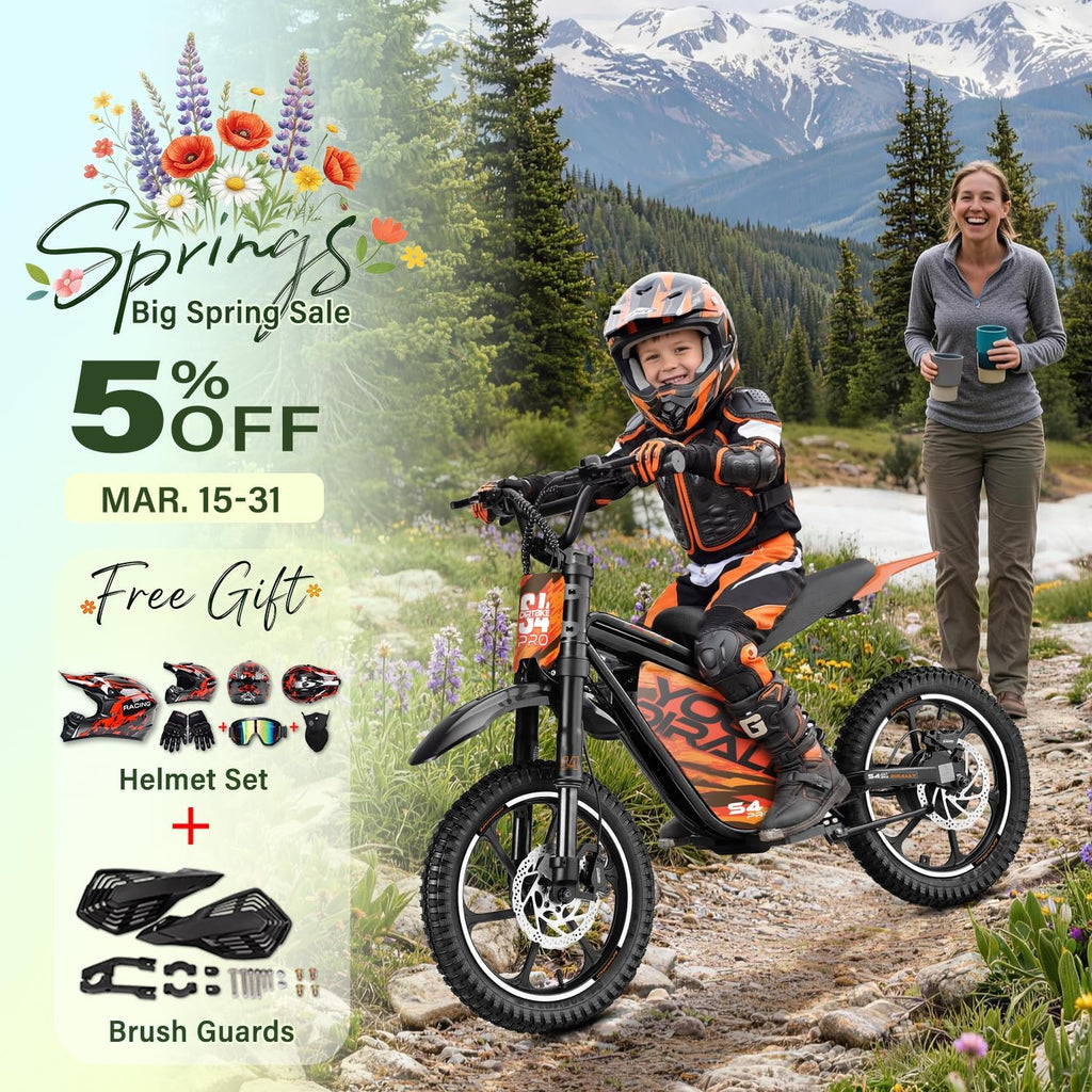 eAhora S4 Pro 48V Electric Dirt Bike for Kids 8-14, Peak 1200W Motor 3-Speed Up to 26.8MPH, 37 Miles Range Kids Electric Motorcycle, Hydraulic Brakes, Inverted Suspension, Orange