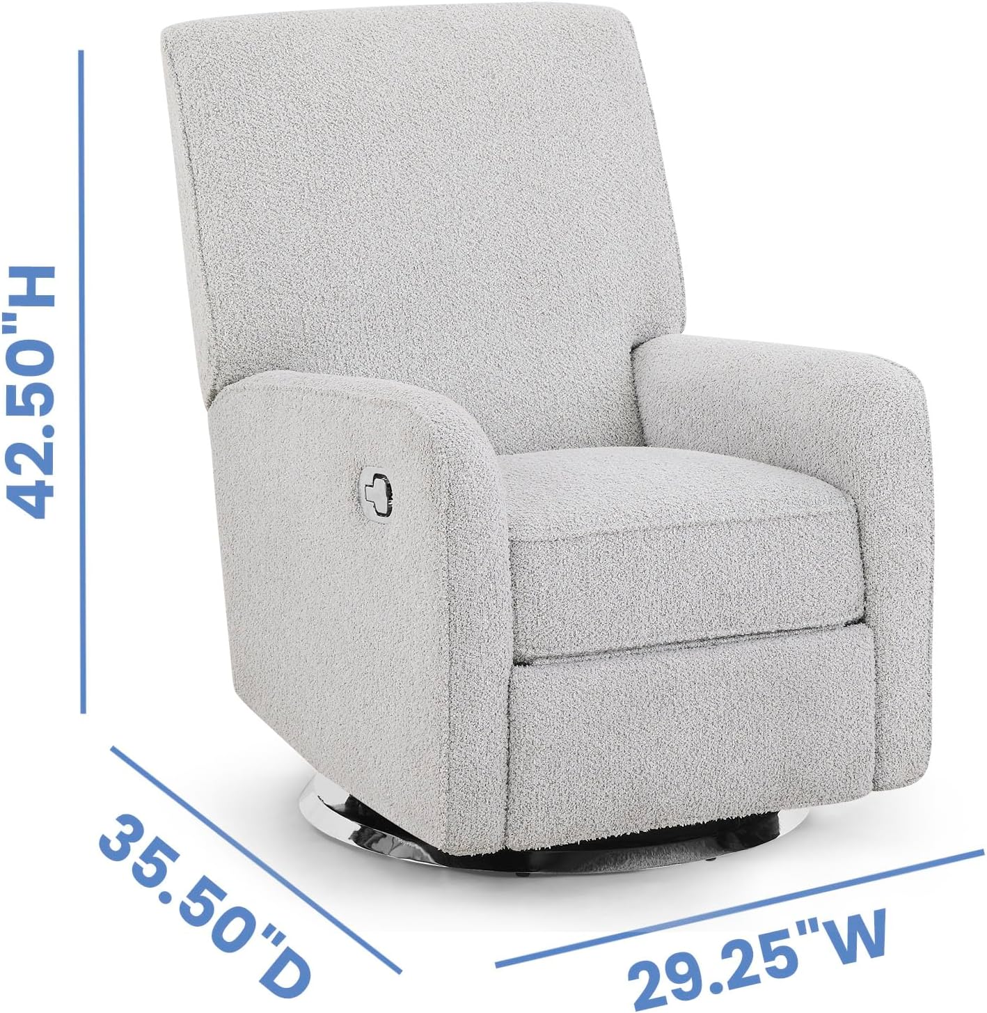 Delta Children Nest Nursery Swivel Recliner - Fabric is GREENGUARD Gold Certified and Oeko-TEX Standard 100 - Upholstered in a Unique Chenille Yarn for Blanket Like Softness, Fog