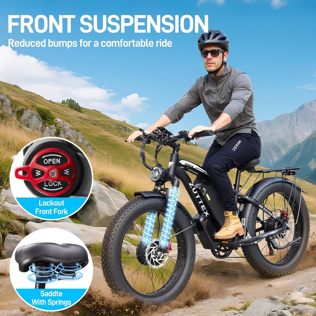 Dual Motor Ebike 8000W Peak for Adults - 58V Max-Output 36AH Battery 24 Inch Fat Tire Electric Bike LCD Display Fast 47MPH 105 Miles Range for Hunting Fishing