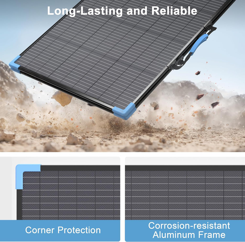 220W Bifacial Portable Solar Panel for Power Station, 23.5% High Efficiency ETFE Foldable Solar Charger for Camping Essentials,IP68 Waterproof 2 Reinforced Kickstands for RV Off-Grid Blackouts