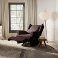 May in Color Nursery Glider Recliner, Comfy Upholstered Glider Chair with Lumbar Pillow and Footrest, Swivel Rocking Chair for Bedroom, Living Room, Brown