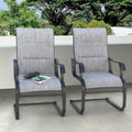 NUU GARDEN Patio Dining Chairs Set of 2, All Weather Outdoor Padded Textilene Patio Chairs, Breathable Spring Motion Textile High Back Outdoor Dining Chairs for Backyard, Lawn, Deck, Grey