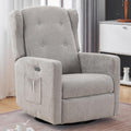 Ketaiyou Power Swivel Rocking Recliner Chair, High Back Electric Rocker Nursery Glider Chair, USB and Type-C Ports, Upholstered Fabric Reclining Single Sofa Chair for Living Room (Grey)