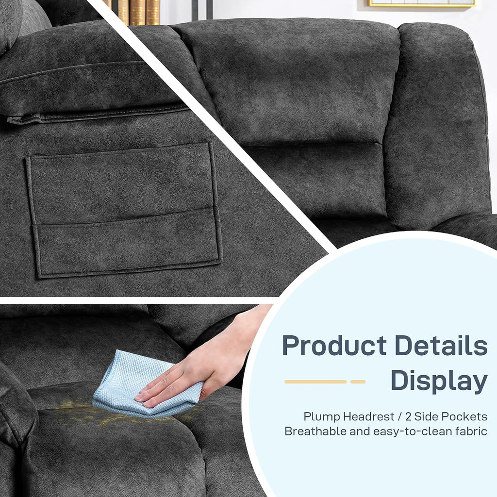 Recliner Chair Rocker Modern Ergonomic Lounge Degree Single Sofa Seat Living Room Lounge Recliners (Dark Gray A - Flannel)