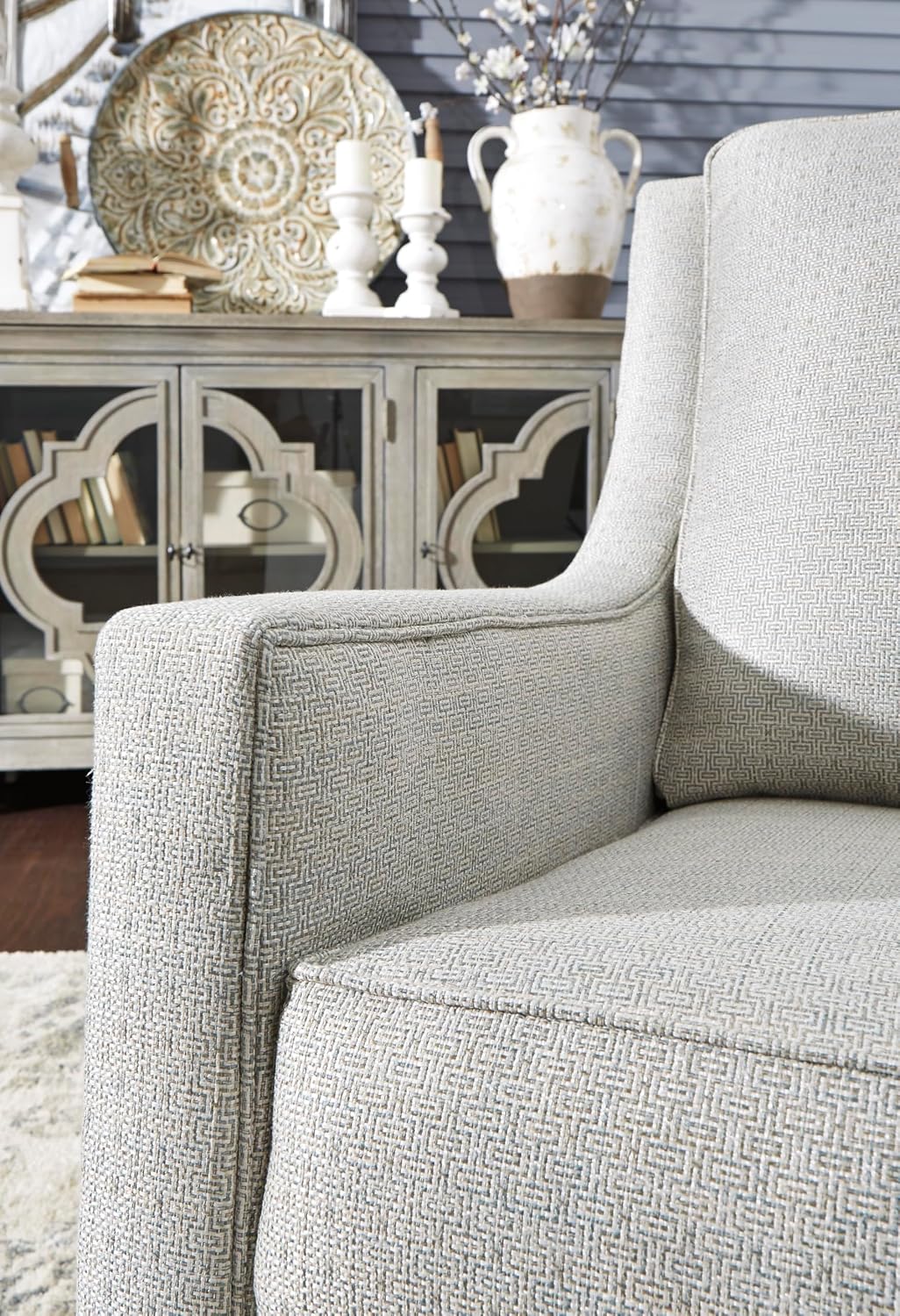 Signature Design by Ashley Kambria Contemporary Swivel Glider Nursery Accent Chair, Gray