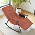 VECELO High Back Nursery Rocking Chair with Foot Rest, Teddy Upholstered Reclining Glider Rocker, Comfy Armchair Padded Seat Removable Side Pockets for Living Room, Bedroom, Balcony, Brown