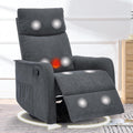 cinkehome Swivel Rocker Recliner, Glider Rocker Recliner Chair for Nursery, Manual Reclining Chair with Heated Massage, Small Spaces, Living Room, Linen Dark Grey