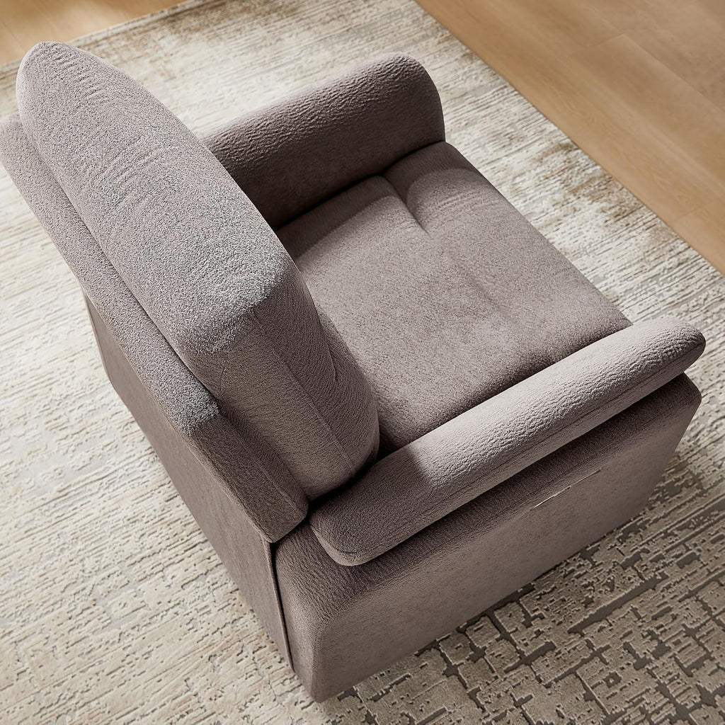 VANOMi Power Recliner Chair Swivel Glider, Electric Rocking Recliner Chairs with USB and Type-C Ports, Nursery Chair Recliner for Living Room, Bedroom, Apartment（Light Brown）